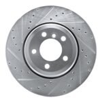 R1 Concepts 2002-2005 BMW 745i Rear Left Drilled & Slotted Silver Brake Rotor