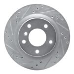 R1 Concepts 06-13 BMW 323I Rear Left Drilled & Slotted Silver Brake Rotor