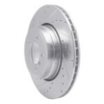 R1 Concepts 2005-2008 BMW 760Li Rear Left Drilled & Slotted Silver Brake Rotor - Image 3
