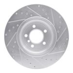 R1 Concepts 2005-2008 BMW 760Li Rear Left Drilled & Slotted Silver Brake Rotor - Image 2