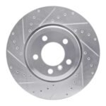 R1 Concepts 2005-2008 BMW 760Li Rear Left Drilled & Slotted Silver Brake Rotor