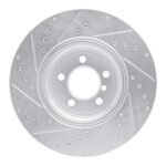 R1 Concepts 2005-2008 BMW 750Li Rear Right Drilled & Slotted Silver Brake Rotor - Image 2