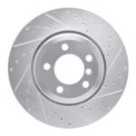 R1 Concepts 2005-2008 BMW 750Li Rear Right Drilled & Slotted Silver Brake Rotor