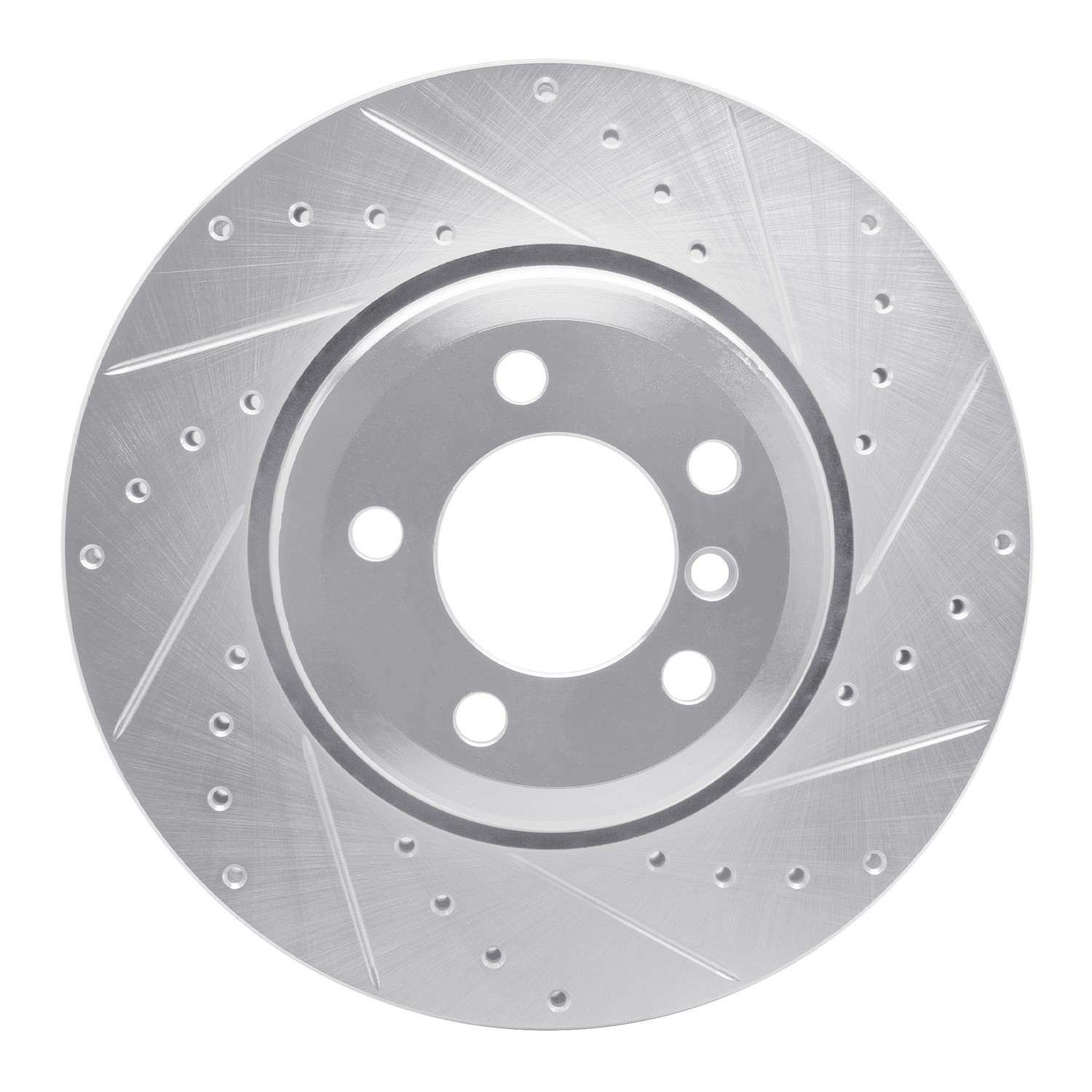 DF_63131076R_Fro.jpg R1 Concepts 2005-2008 BMW 750Li Rear Right Drilled & Slotted Silver Brake Rotor - Image 1