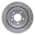 R1 Concepts 06-15 BMW X1 Rear Left Drilled & Slotted Silver Brake Rotor - Image 2