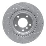 R1 Concepts 2008-2013 BMW 128i Rear Left Drilled & Slotted Silver Brake Rotor - Image 2