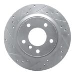R1 Concepts 2008-2013 BMW 128i Rear Left Drilled & Slotted Silver Brake Rotor