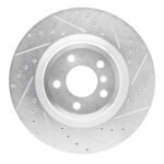 R1 Concepts 2009-2019 BMW 750i xDrive Rear Right Drilled & Slotted Silver Brake Rotor