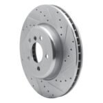 R1 Concepts 2011-2019 BMW 640i xDrive CONVERTIBLE Front Right Drilled & Slotted Silver Brake Rotor - Image 3