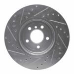 R1 Concepts 2011-2019 BMW 640i xDrive CONVERTIBLE Front Right Drilled & Slotted Silver Brake Rotor - Image 2