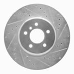 R1 Concepts 2011-2019 BMW 640i xDrive CONVERTIBLE Front Right Drilled & Slotted Silver Brake Rotor