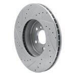 R1 Concepts 2011-2019 BMW 640i xDrive CONVERTIBLE Front Right Drilled & Slotted Silver Brake Rotor - Image 5