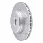 R1 Concepts 2011-2016 BMW Z4 Front Right Drilled & Slotted Silver Brake Rotor - Image 3