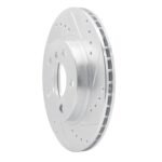 R1 Concepts 2014-2021 BMW i3 Front Right Drilled & Slotted Silver Brake Rotor - Image 3