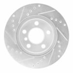 R1 Concepts 2014-2021 BMW i3 Front Right Drilled & Slotted Silver Brake Rotor - Image 2