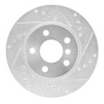 R1 Concepts 2014-2021 BMW i3 Front Right Drilled & Slotted Silver Brake Rotor
