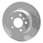 R1 Concepts 2000-2006 BMW X5 Rear Left Drilled & Slotted Silver Brake Rotor - Image 3
