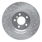 R1 Concepts 2000-2006 BMW X5 Rear Left Drilled & Slotted Silver Brake Rotor - Image 2