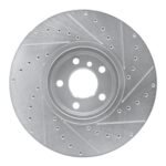 R1 Concepts 2002-2006 BMW X5 Front Left Drilled & Slotted Silver Brake Rotor - Image 2