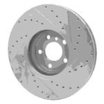 R1 Concepts 2002-2006 BMW X5 Front Left Drilled & Slotted Silver Brake Rotor - Image 5