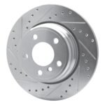 R1 Concepts 2002-2006 BMW X5 Rear Left Drilled & Slotted Silver Brake Rotor - Image 3