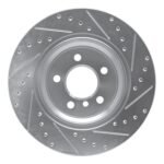 R1 Concepts 2002-2006 BMW X5 Rear Left Drilled & Slotted Silver Brake Rotor - Image 2