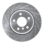 R1 Concepts 2002-2006 BMW X5 Rear Left Drilled & Slotted Silver Brake Rotor