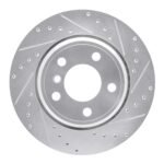 R1 Concepts 2002-2006 BMW X5 Rear Right Drilled & Slotted Silver Brake Rotor