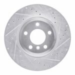 R1 Concepts 2007-2019 BMW X5 Rear Right Drilled & Slotted Silver Brake Rotor