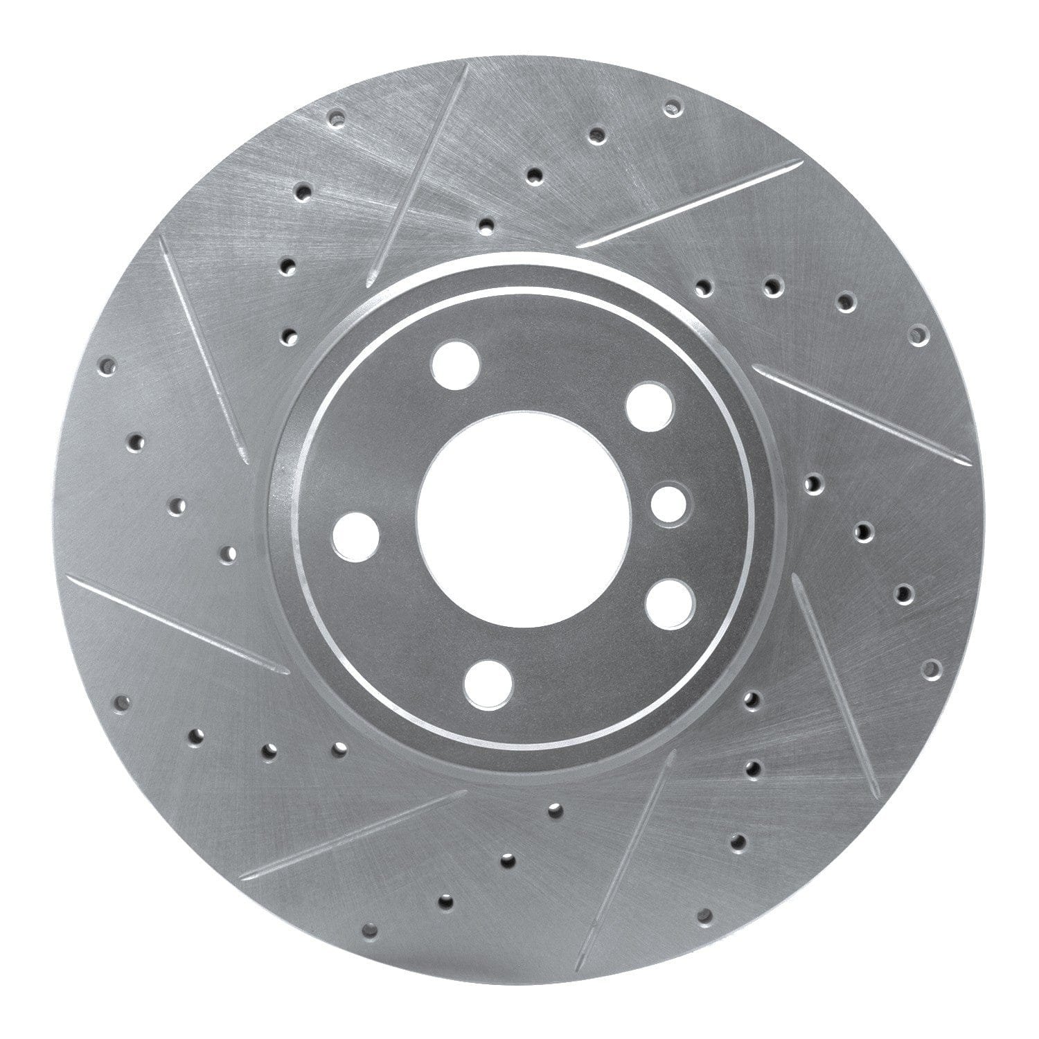 DF_63131142L_Fro.jpg R1 Concepts 2007-2018 BMW X5 Front Left Drilled & Slotted Silver Brake Rotor - Image 1