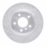 R1 Concepts 07-19 BMW X6 Rear Left Drilled & Slotted Silver Brake Rotor