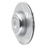 R1 Concepts 2010-2014 BMW X5 Rear Right Drilled & Slotted Silver Brake Rotor - Image 3