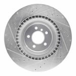 R1 Concepts 2010-2014 BMW X5 Rear Right Drilled & Slotted Silver Brake Rotor - Image 2