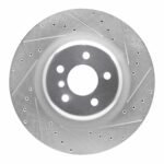 R1 Concepts 2010-2014 BMW X5 Rear Right Drilled & Slotted Silver Brake Rotor