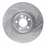 R1 Concepts 2015-2025 BMW X2 Front Left Drilled & Slotted Silver Brake Rotor - Image 2