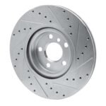 R1 Concepts 2015-2025 BMW X2 Front Left Drilled & Slotted Silver Brake Rotor - Image 5