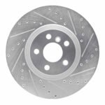 R1 Concepts 2015-2025 BMW X1 (USA/Canada) Front Right Drilled & Slotted Silver Brake Rotor