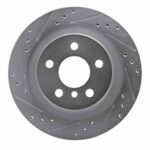R1 Concepts 2016-2026 BMW X2 Rear Left Drilled & Slotted Silver Brake Rotor