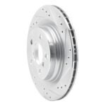R1 Concepts 2016-2026 BMW X1 (USA/Canada) Rear Right Drilled & Slotted Silver Brake Rotor - Image 3
