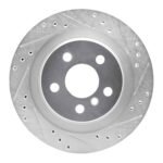 R1 Concepts 2016-2026 BMW X1 (USA/Canada) Rear Right Drilled & Slotted Silver Brake Rotor