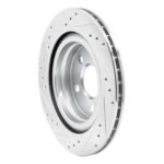 R1 Concepts 2016-2026 BMW X1 (USA/Canada) Rear Right Drilled & Slotted Silver Brake Rotor - Image 5