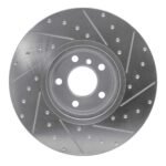 R1 Concepts 2016-2018 BMW X4 Right Front Drilled & Slotted Silver Brake Rotor - Image 2