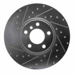 R1 Concepts 2016-2018 BMW X4 Right Front Drilled & Slotted Silver Brake Rotor