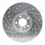 R1 Concepts 2016-2018 BMW X4 Left Front Drilled & Slotted Silver Brake Rotor - Image 2