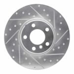 R1 Concepts 2016-2018 BMW X4 Left Front Drilled & Slotted Silver Brake Rotor