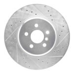 R1 Concepts 2017-2025 BMW 330i Front Right Drilled & Slotted Silver Brake Rotor