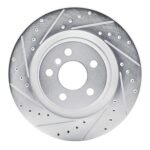 R1 Concepts 2019-2024 BMW M235i xDrive Gran Coupe Rear Left Drilled & Slotted Silver Brake Rotor