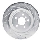 R1 Concepts 2019-2024 BMW M235i xDrive Gran Coupe Rear Right Drilled & Slotted Silver Brake Rotor