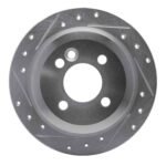 R1 Concepts 02-06 Mini Countryman And Paceman) Rear Left Drilled & Slotted Silver Brake Rotor