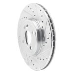 R1 Concepts 2002-2006 MINI Cooper (Excl Clubman) Front Right Drilled & Slotted Silver Brake Rotor - Image 3